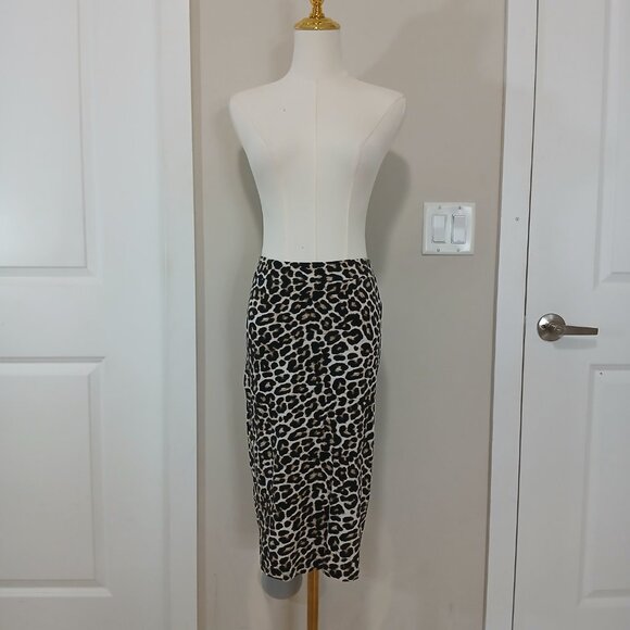 Forever 21 Leopard Print Midi Skirt Women's Small Stretch Bodycon Animal - Picture 4 of 7